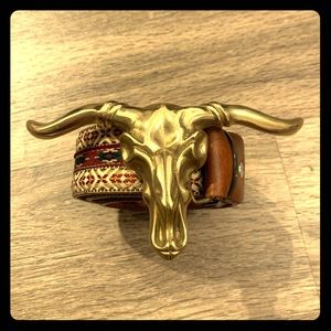 Belt and Brass Bull buckle